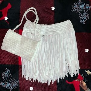 Bundle Bikini cover up skirt & crochet handbag 💕